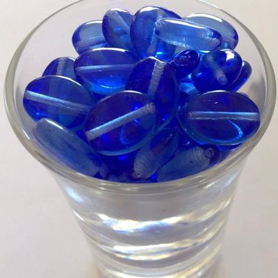 Czech Flat Oval - Sapphire 12mm