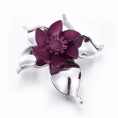 Purple &amp; Silver Flower Link - 58x55mm