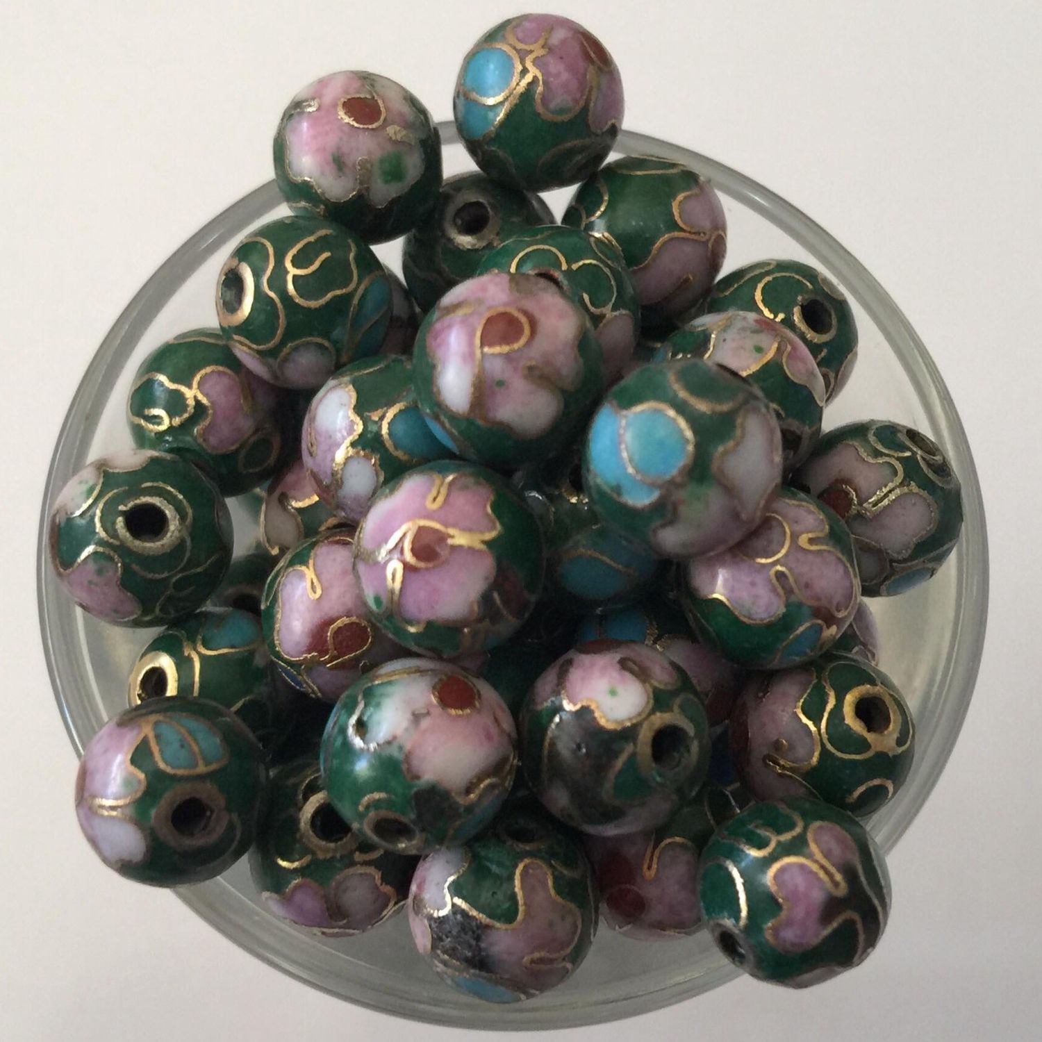 Cloisonne Round - Green 8mm
