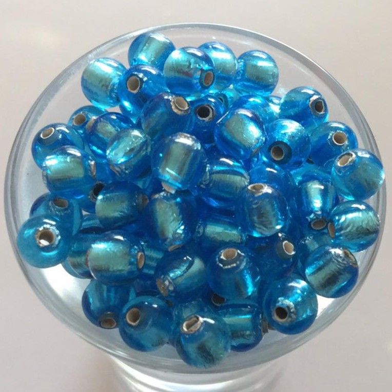 Czech Foil Round - Aqua 6mm