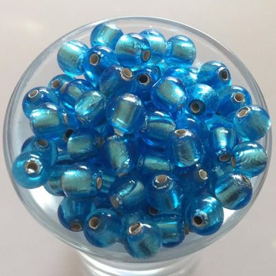 Czech Foil Round - Aqua 6mm