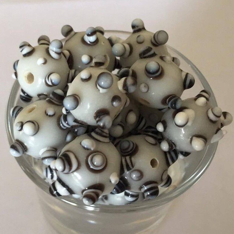 Chinese Lampwork Eye Bead - White 12mm