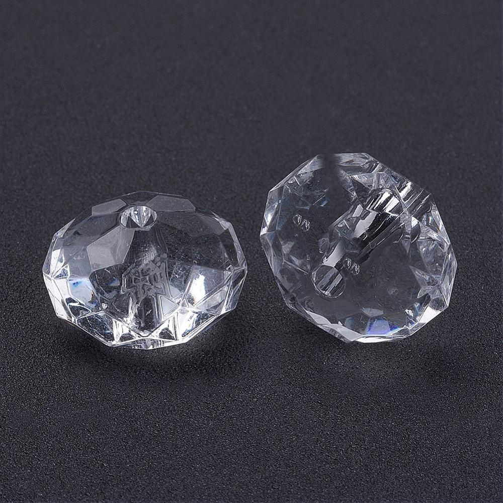 Faceted Rondelle Acrylic - Clear 23x15mm