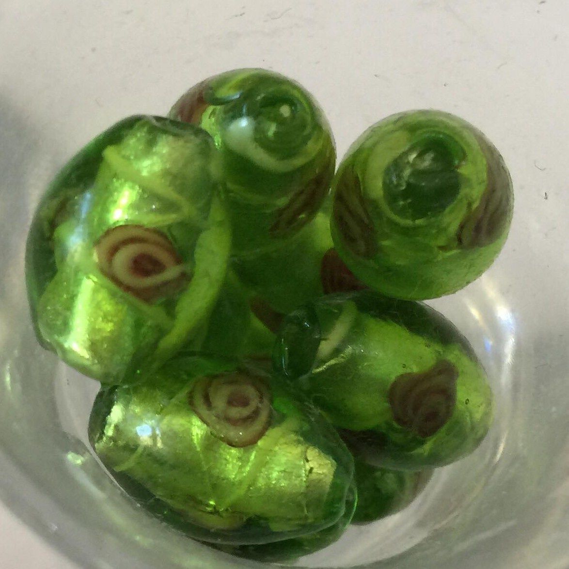 Chinese Foil Rose Oval - Lime 15mm