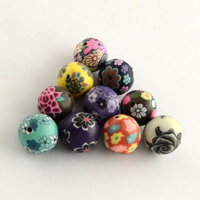 Polymer Clay Flower Round - 13-14mm