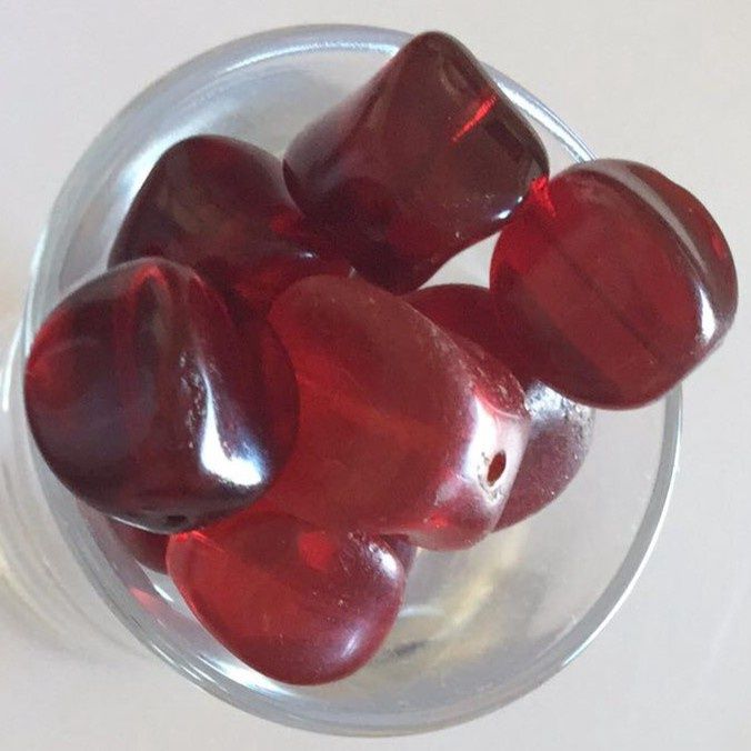 Antique Afghanistan Glass Cube - Deep Red 15mm