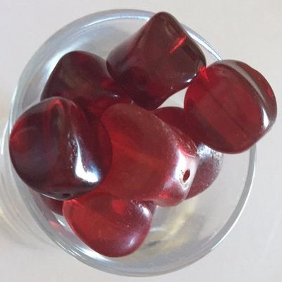 Antique Afghanistan Glass Cube - Deep Red 15mm