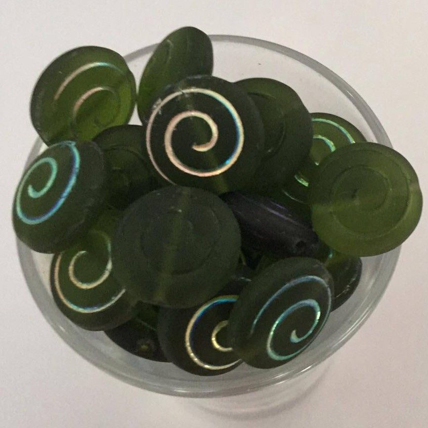Czech Flat Spiral - Matt Olive 12mm