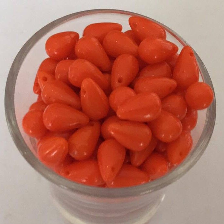 Tear Drop - Opaque Orange 10mm