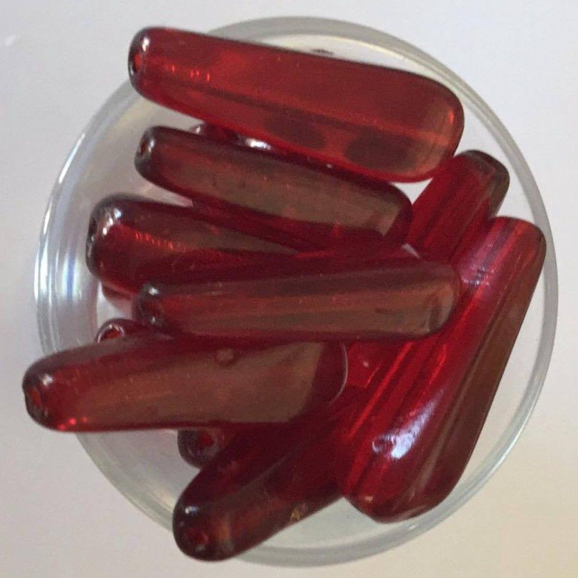 Antique Afghanistan Glass Drop - Deep Red