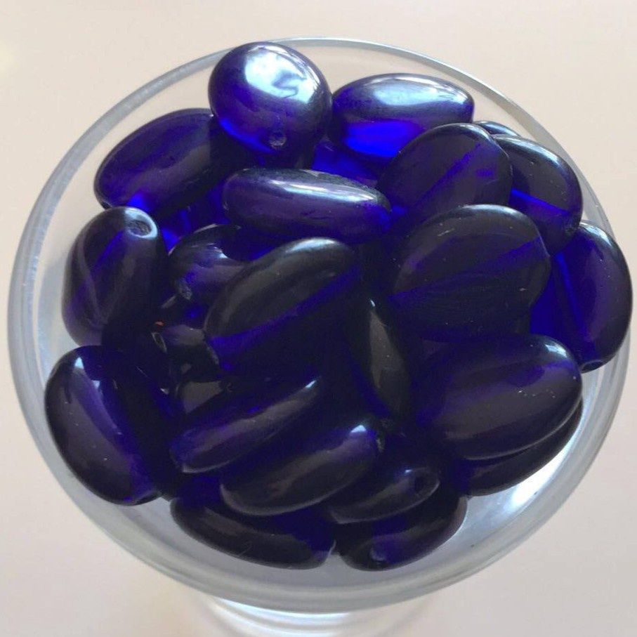 Czech Flat Oval - Royal Blue 12mm