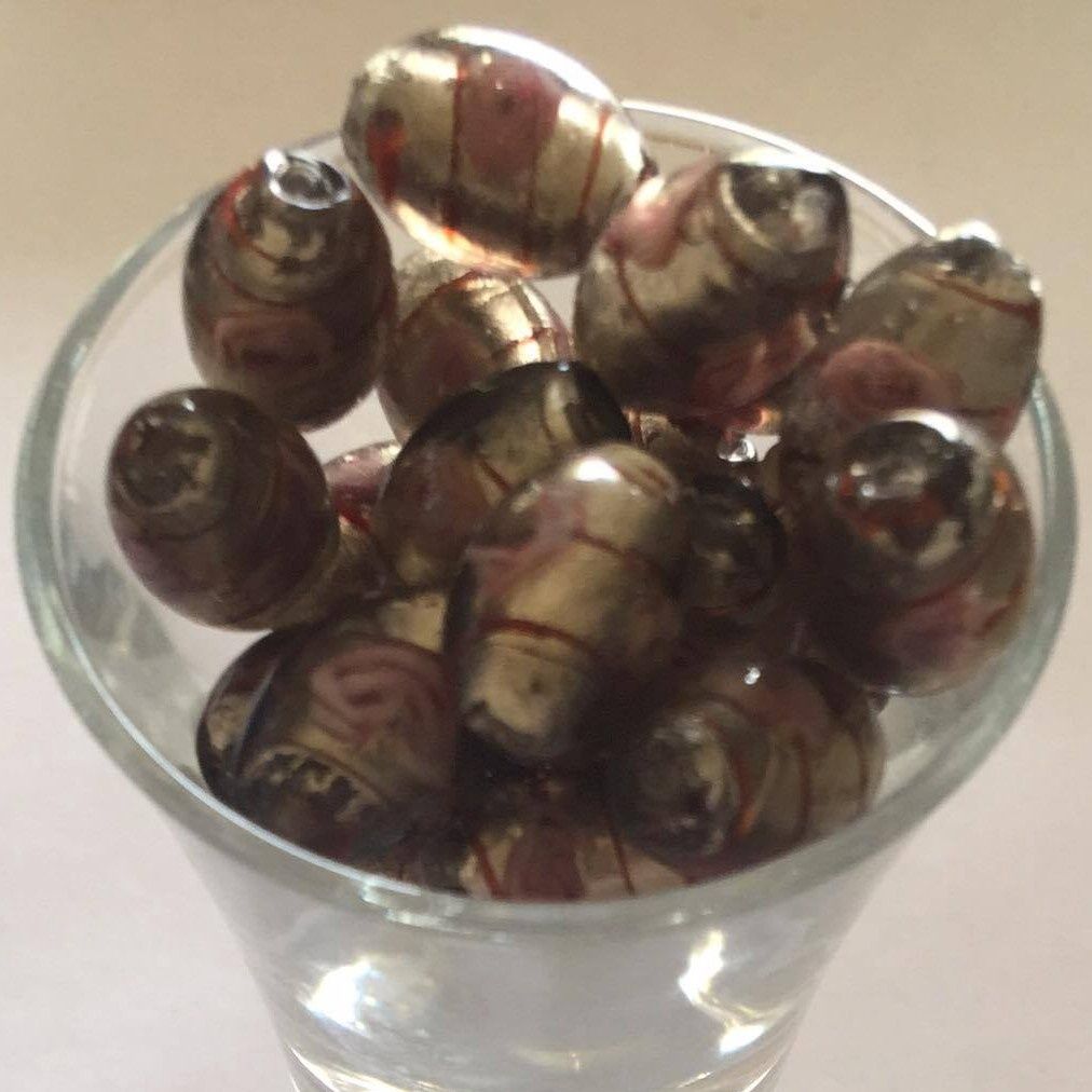 Chinese Foil Rose Oval - Black Diamond 15x11mm