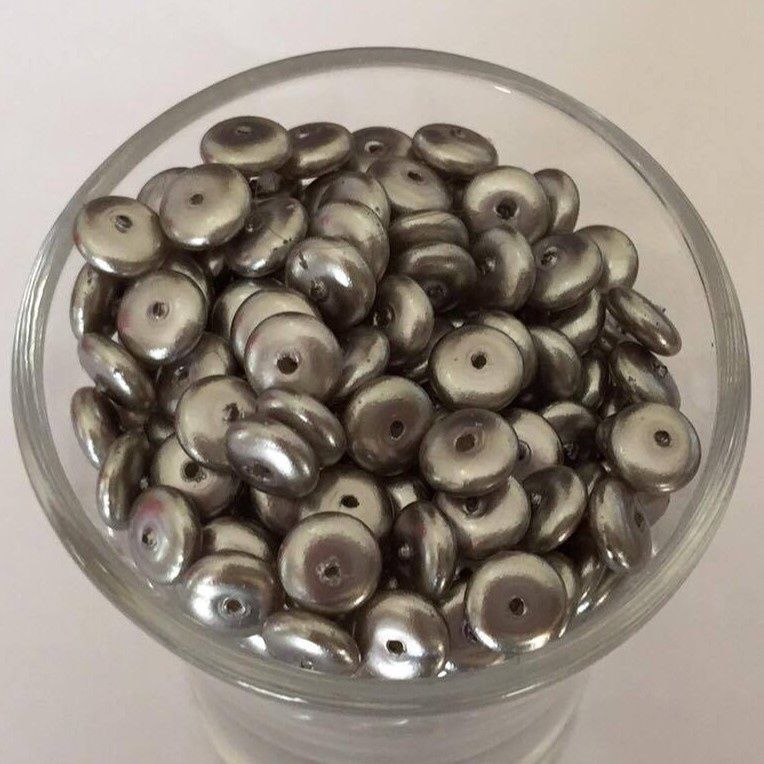 Czech GB Pearl Disc - Silver 6mm