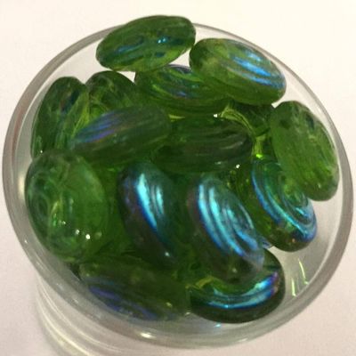 Czech Flat Spiral - Peridot AB 12mm