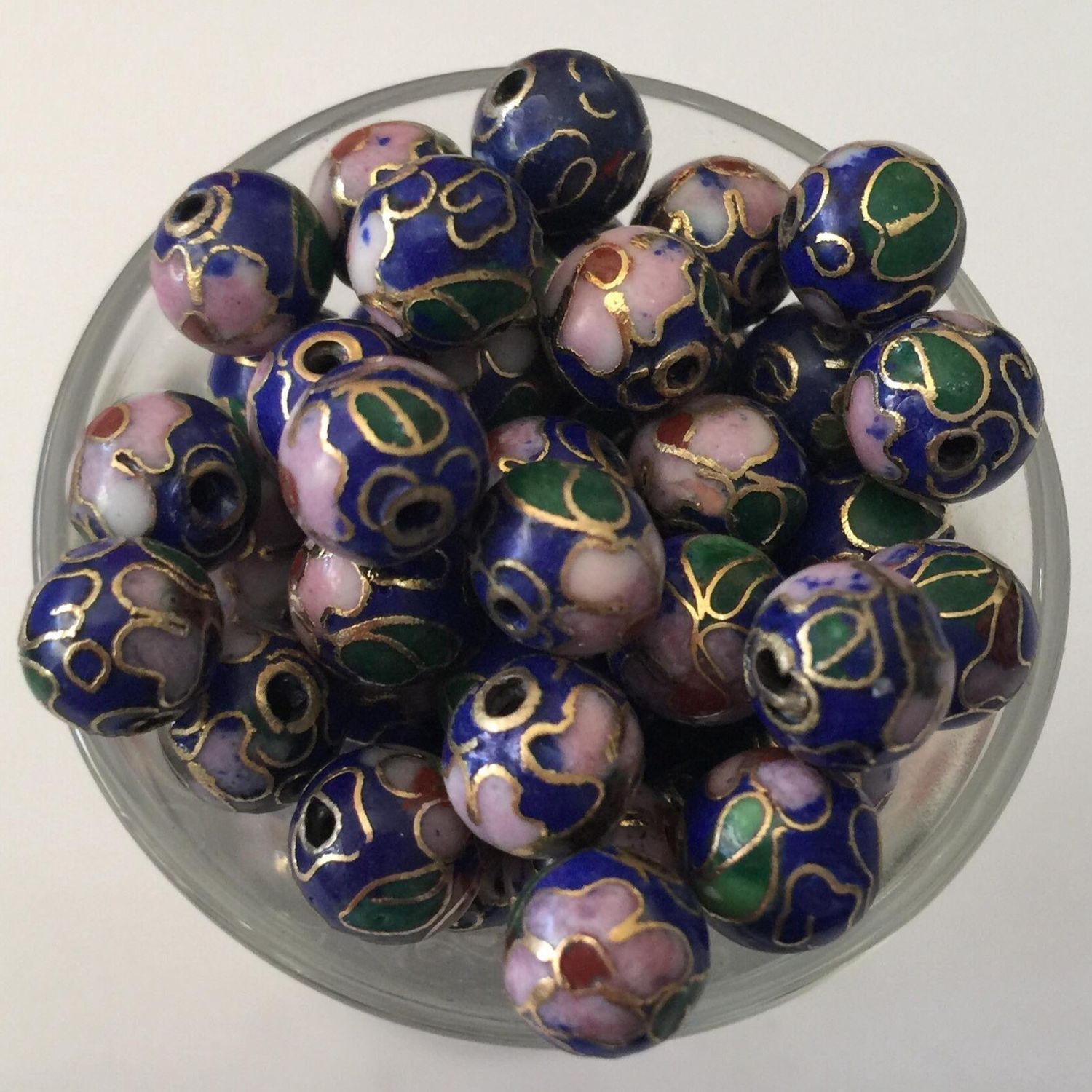 Cloisonne Round - Blue 8mm