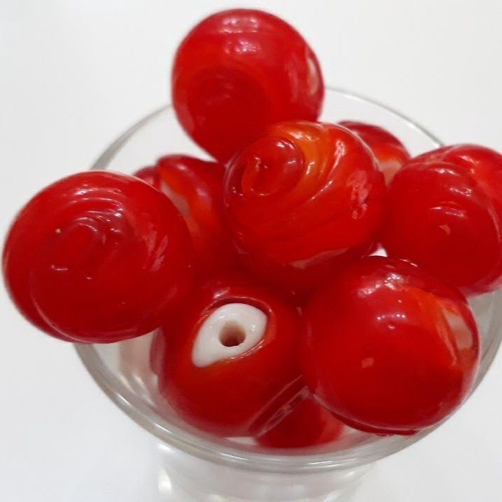 Chinese Glass Rose - Red 14mm