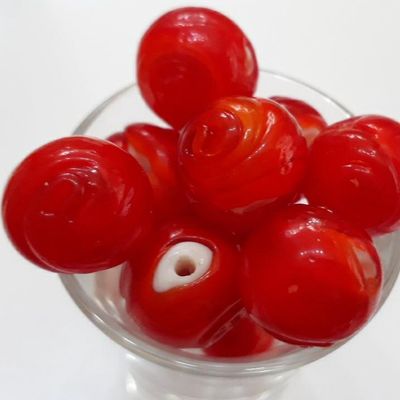 Chinese Glass Rose - Red 14mm