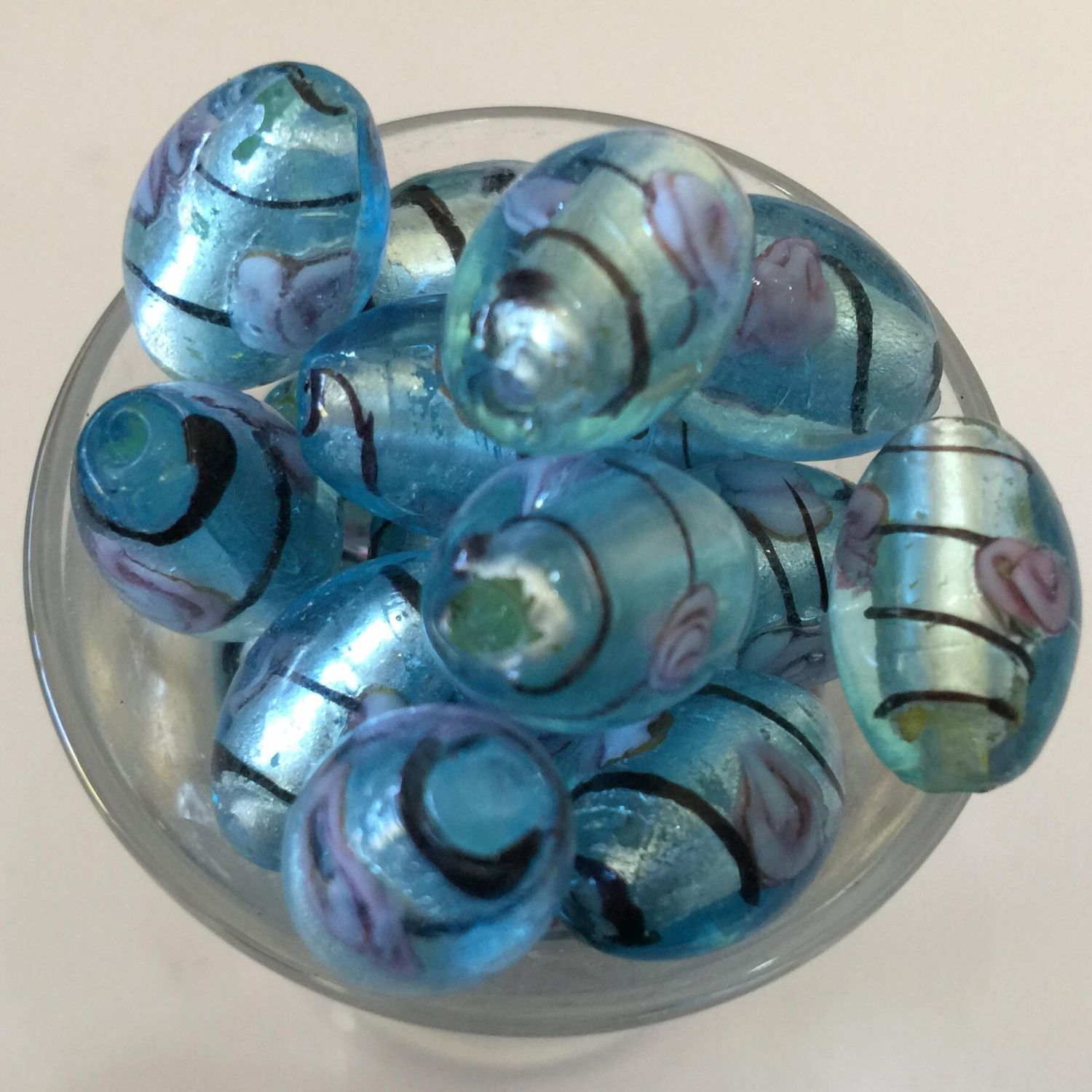 Chinese Foil Oval - Light Blue 15mm