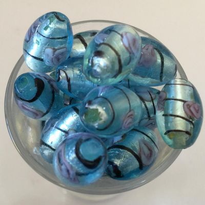 Chinese Foil Oval - Light Blue 15mm