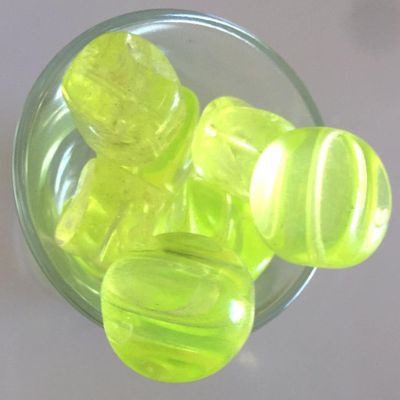 Antique Afghanistan Glass Cube  - Pale Yellow 15mm