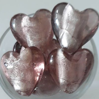 Chinese Foil Heart - Amethyst Blush 20mm