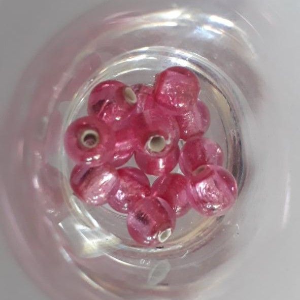 Czech Foil Round - Dark Pink 6mm