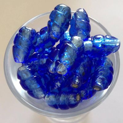 Czech Foil Twist - Blue 16x8mm
