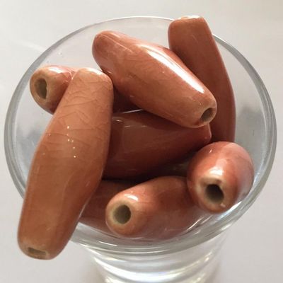 African Ceramic Tube - Burnt Orange  30mm
