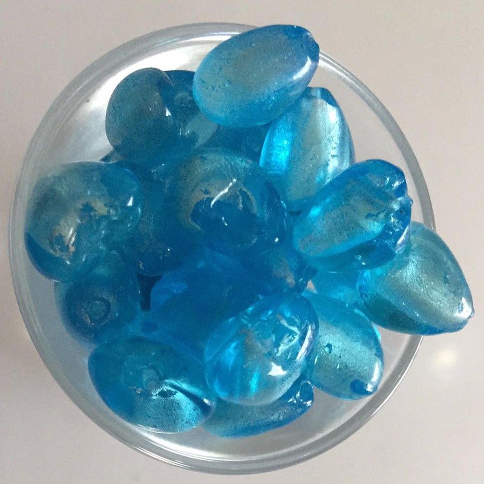 Chinese Foil Heart - Aqua 12mm