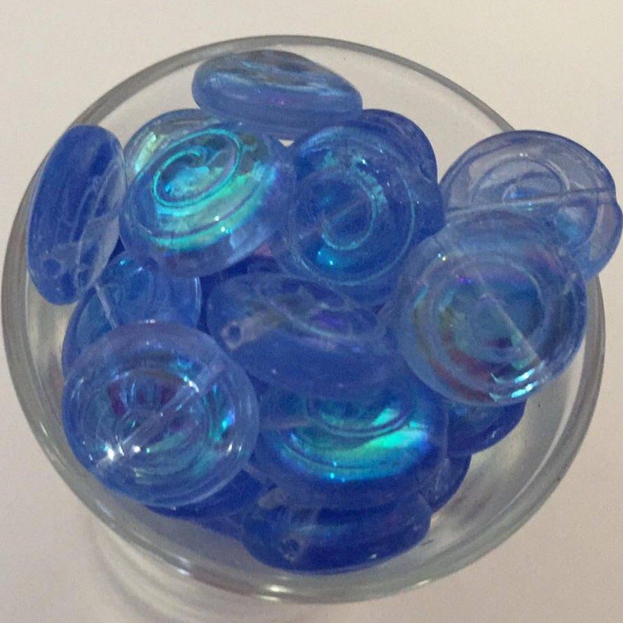 Czech Flat Spiral - Light Blue AB 12mm