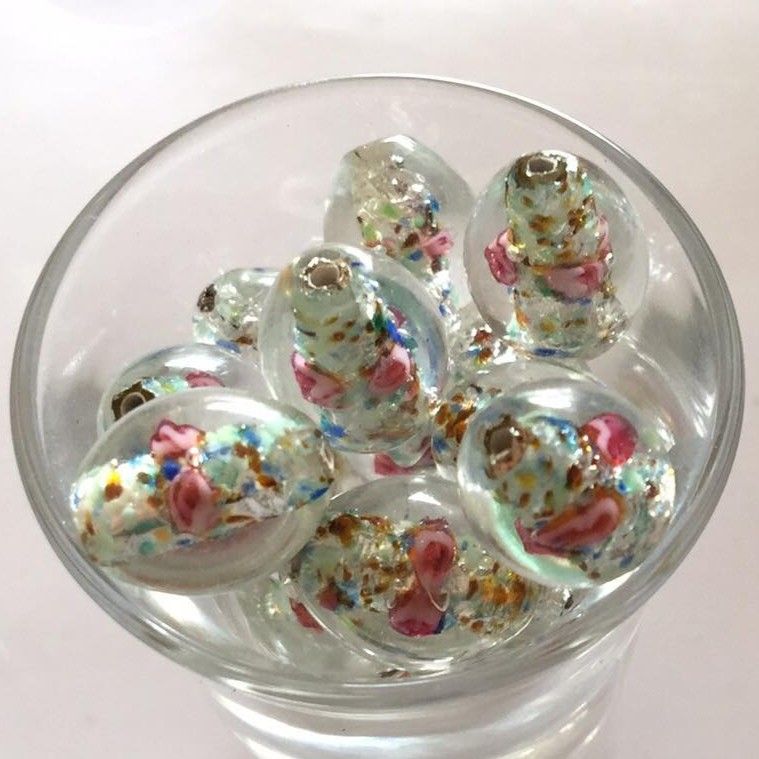 Czech Rose Foil Oval - Clear 16mm