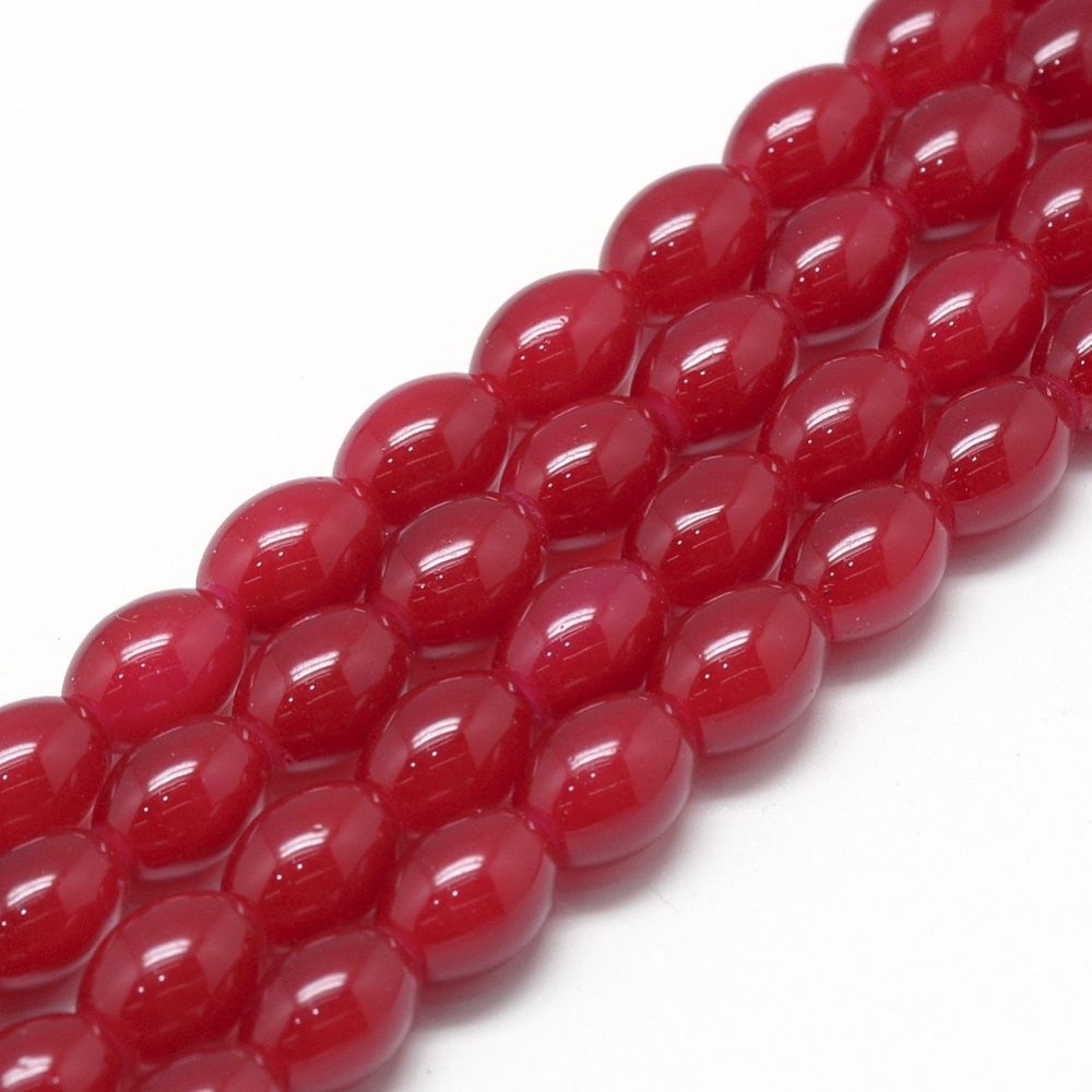 Syn. Jade Oval - Dark Red 8x6mm