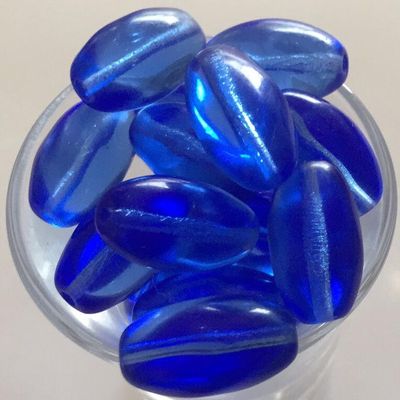 Czech Ridged Oval - Blue 18mm