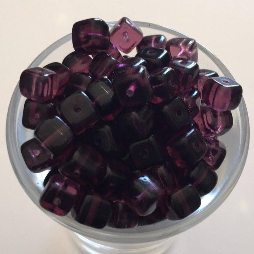 Czech Cube - Dark Amethyst 5x7mm