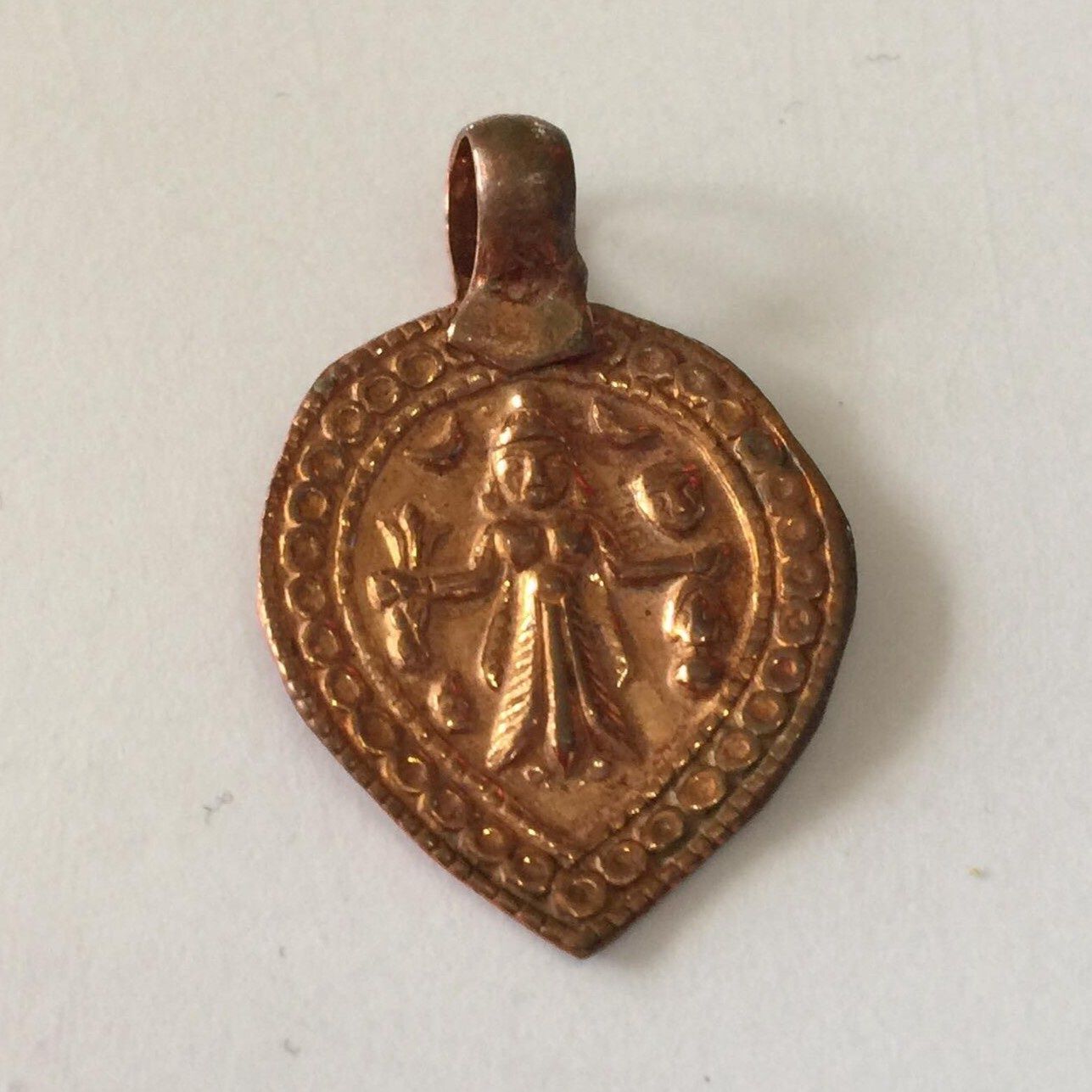 Bheru Fan Teardrop Amulet - Copper 22x20mm