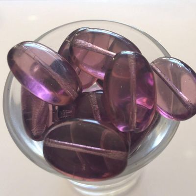 Czech Flat Oval - Purple 19mm
