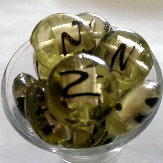 Chinese Foil Flat Round - Olive Swirl 20mm