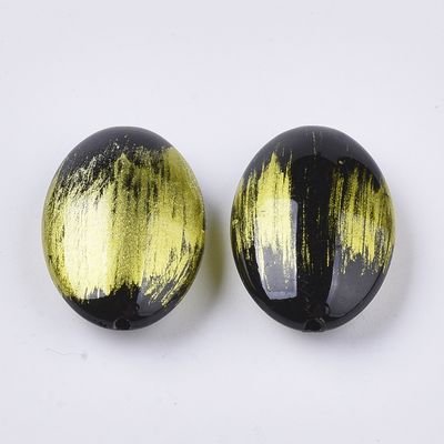 Acrylic Oval - Black &amp; Gold 20x14mm