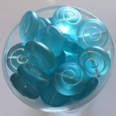 Czech Flat Spiral - Matt Aqua 12mm