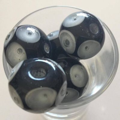 Bubble Bead - Black, White Spots 16mm