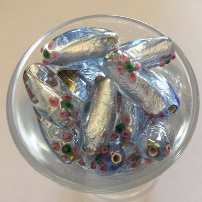 Czech Foil Twist - Ice Blue 18mm