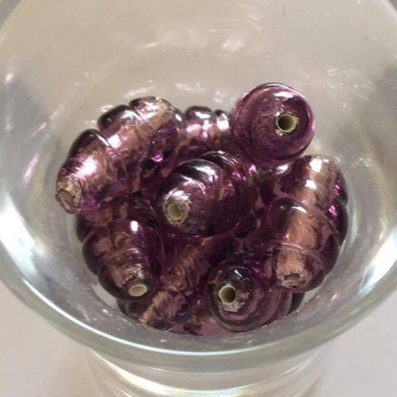 Czech Foil Twist - Purple 16x8mm