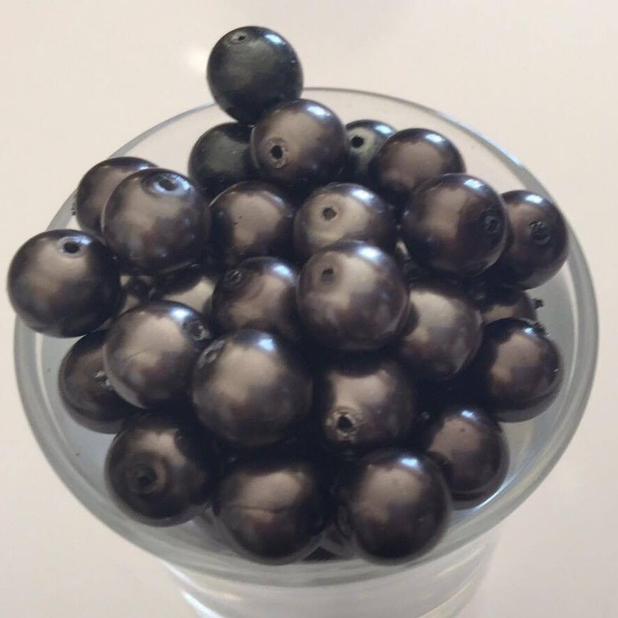 Czech GB Pearl - Dark Hematite 8mm