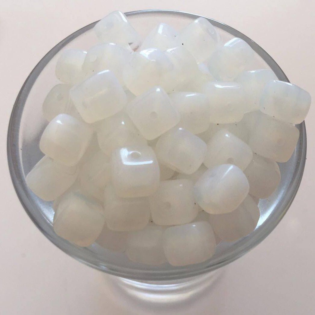 Czech Cube - White Opal 5x7mm