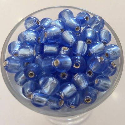 Czech Foil Round - Blue 6mm