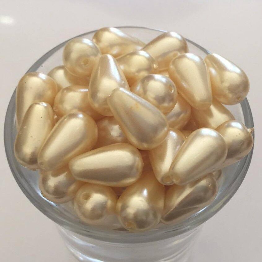 Czech GB Pearl Drop - Cream 12x8mm