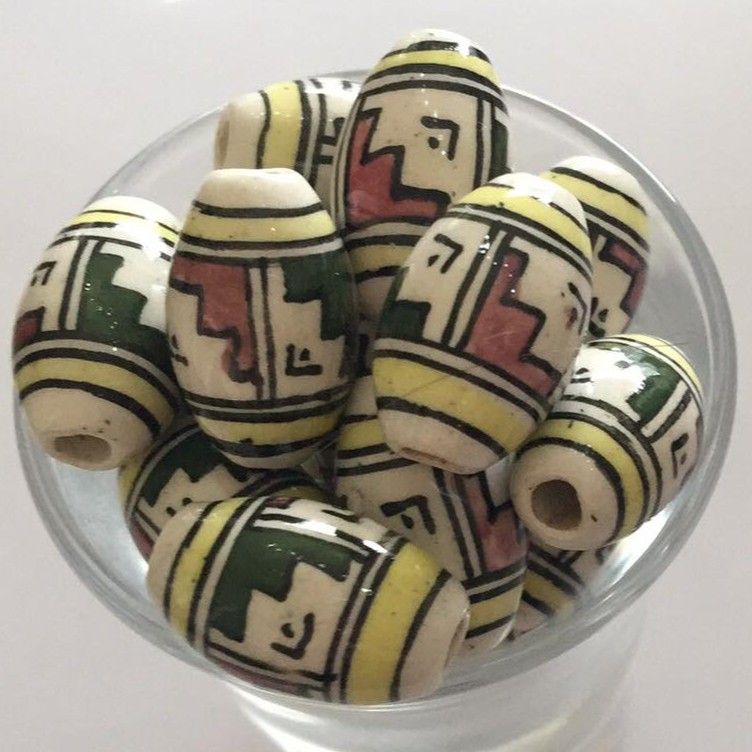 Peruvian Ceramic - Yellow Band 18x12mm
