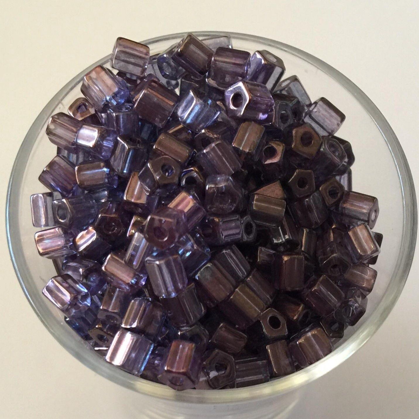 Czech Hex - Purple Lustre 4mm