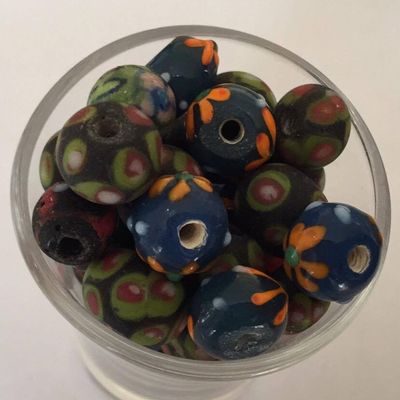 Javanese Glass - Black Multi Spot 10mm