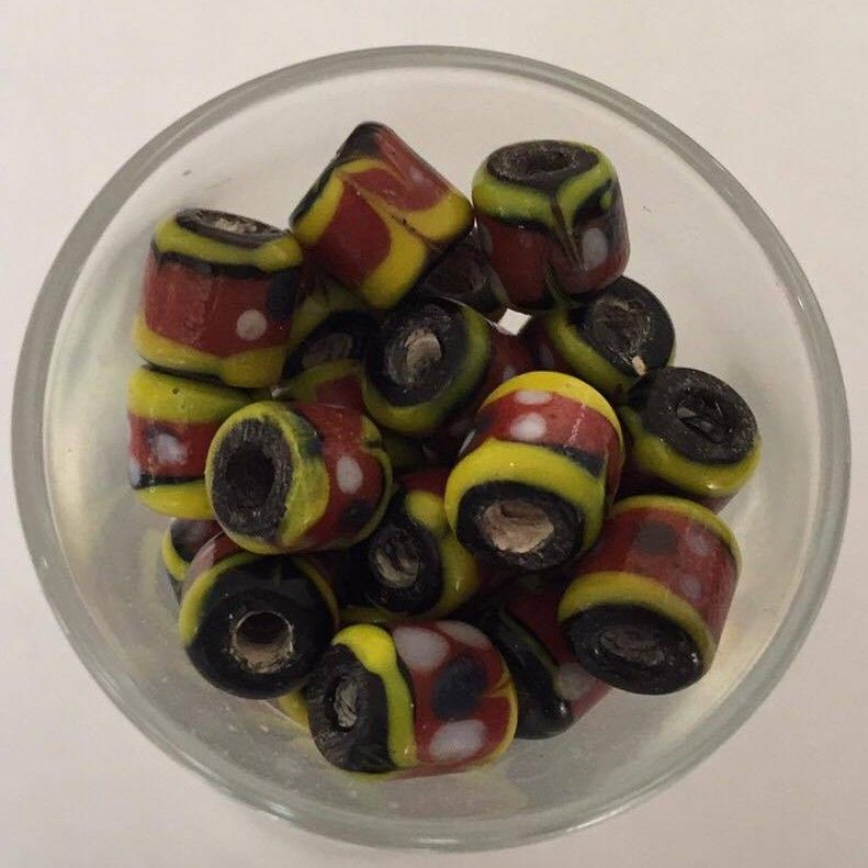 Javanese Glass - Yellow &amp; Red Tube 10mm
